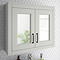 Chatsworth Grey 2-Door Mirror Cabinet - 690mm Wide with Matt Black Handles