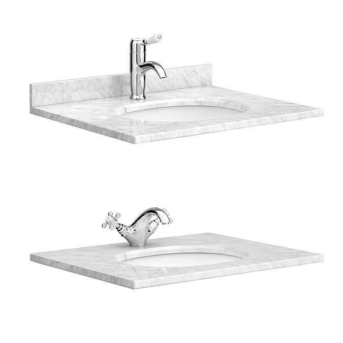 Chatsworth Grey 610mm Vanity and White Marble Basin Top with Chrome Handles