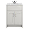 Chatsworth Grey 610mm Vanity and White Marble Basin Top with Chrome Handles