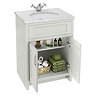 Chatsworth Grey 610mm Vanity and White Marble Basin Top with Chrome Handles