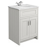 Chatsworth Grey 610mm Vanity and White Marble Basin Top with Chrome Handles
