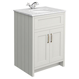 Chatsworth Grey 610mm Vanity with White Marble Basin Top Large Image