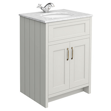 Chatsworth Grey 610mm Vanity with White Marble Basin Top  Profile Large Image