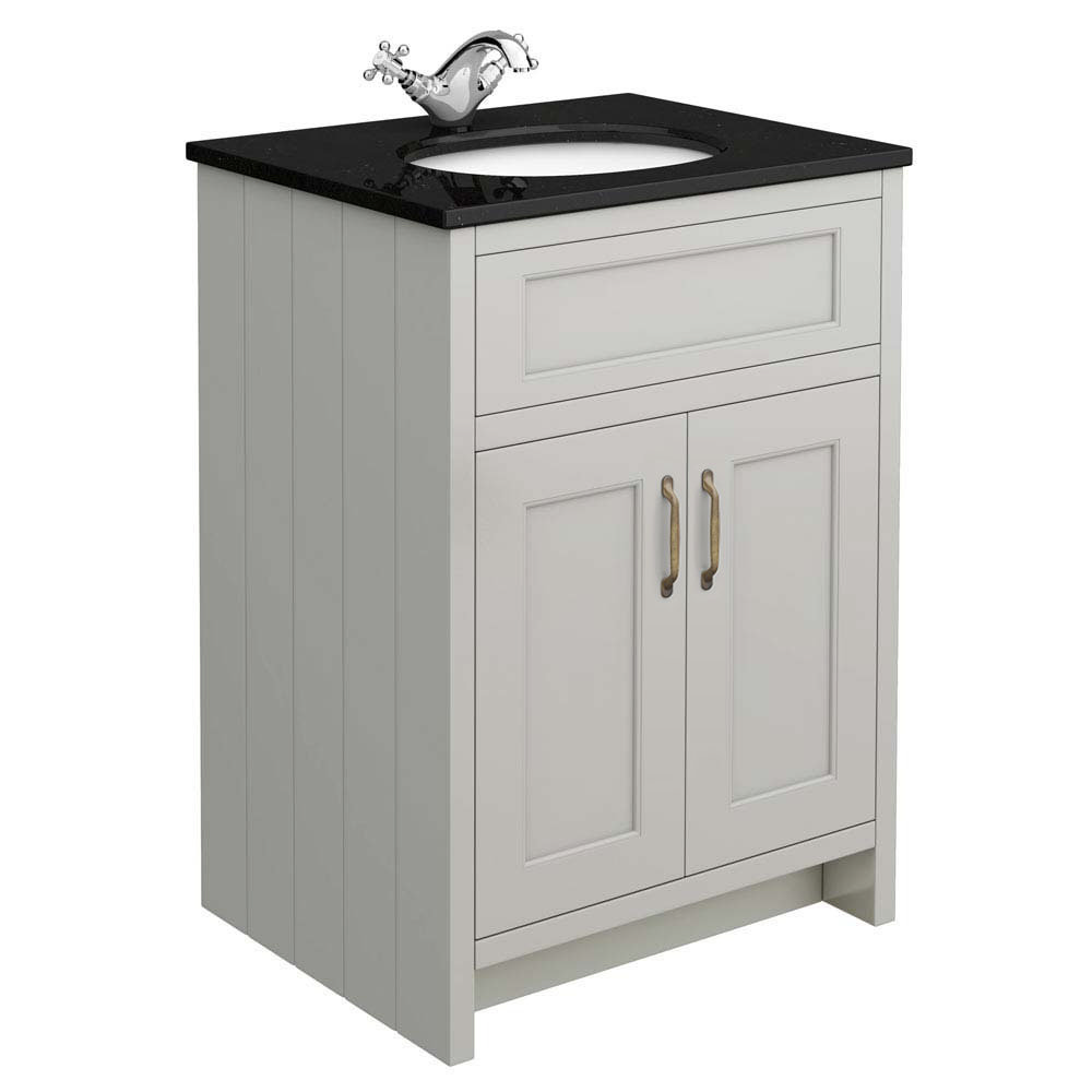 Chatsworth Grey 610mm Vanity with Marble Basin Top Victorian Plumbing UK