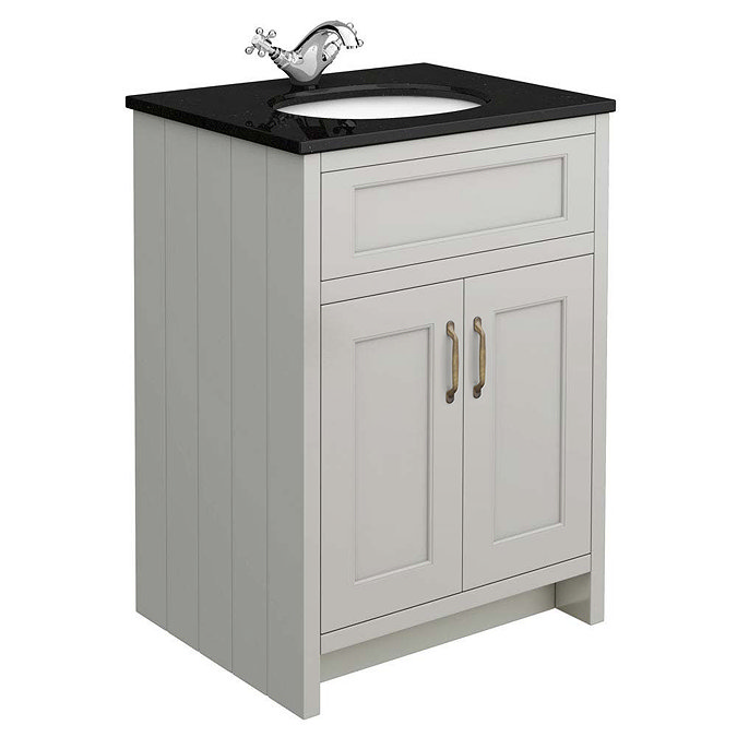 Chatsworth Grey 610mm Vanity with Black Marble Basin Top Large Image