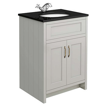 Chatsworth Grey 610mm Vanity with Black Marble Basin Top  Profile Large Image