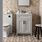 Chatsworth Grey 610mm Vanity with White Marble Basin Top + Matt Black Handles
