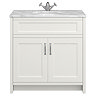 Chatsworth Grey 810mm Vanity with White Marble Basin Top & Chrome Handles