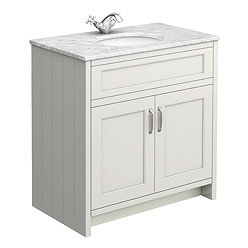 Chatsworth Grey 810mm Vanity with White Marble Basin Top & Chrome Handles