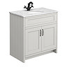 Chatsworth Grey 810mm Vanity with White Marble Basin Top & Matt Black Handles