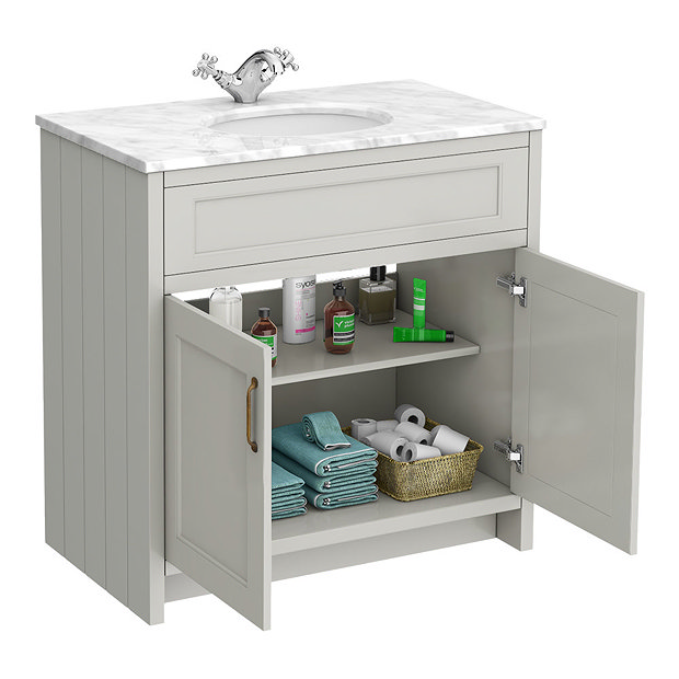 Chatsworth Grey 810mm Vanity with White Marble Basin Top  additional Large Image