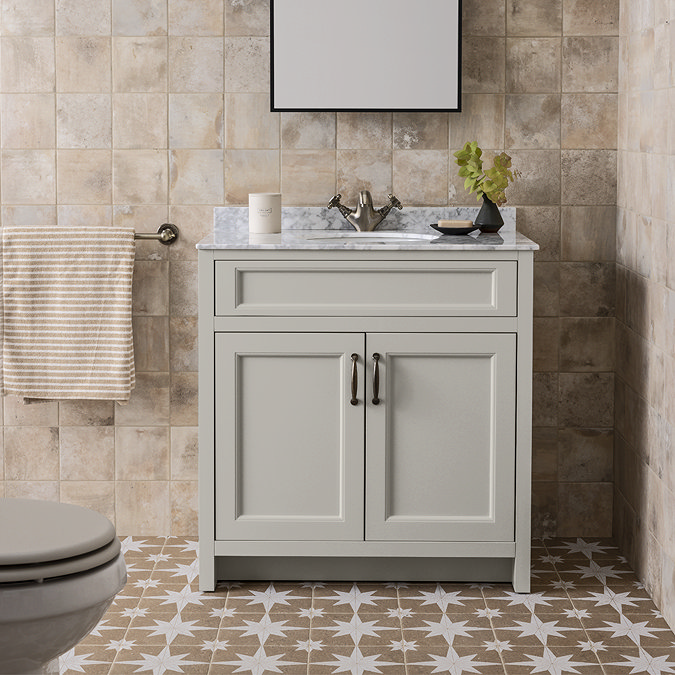 Chatsworth Grey 810mm Vanity with White Marble Basin Top