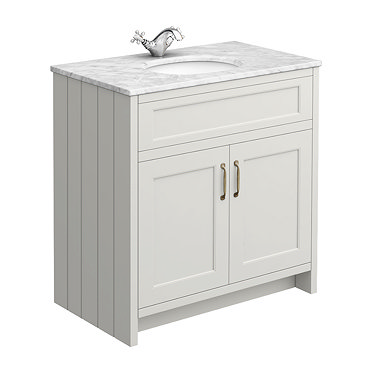 Chatsworth Grey 810mm Vanity with White Marble Basin Top  In Bathroom Large Image
