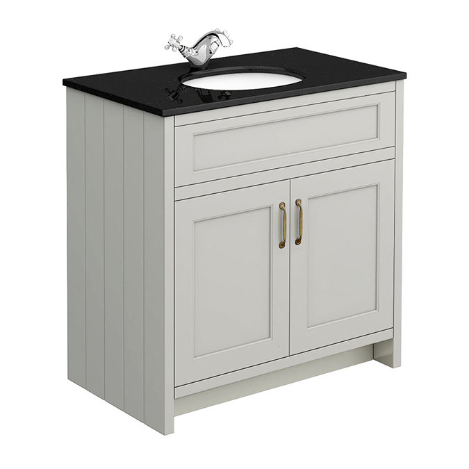 Chatsworth Grey 810mm Vanity with Black Marble Basin Top Large Image