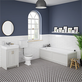 Chatsworth Grey Bathroom Suite Inc. 1700 x 700 Bath with Panels Medium Image