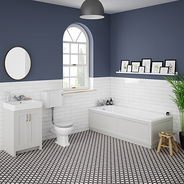 Chatsworth Grey Bathroom Suite Inc. 1700 x 700 Bath with Panels  Profile Large Image