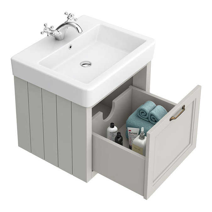 Chatsworth Grey Cloakroom Suite (Wall Hung Vanity Unit + Close Coupled Toilet)  In Bathroom Large Im