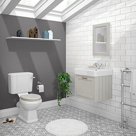 Chatsworth Grey Cloakroom Suite (Wall Hung Vanity Unit + Close Coupled Toilet) Medium Image