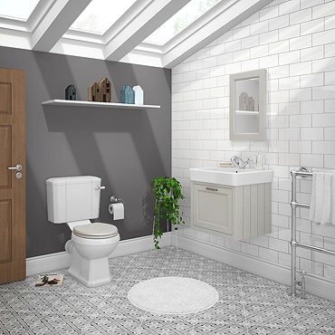 Chatsworth Grey Cloakroom Suite (Wall Hung Vanity Unit + Close Coupled Toilet)  Feature Large Image