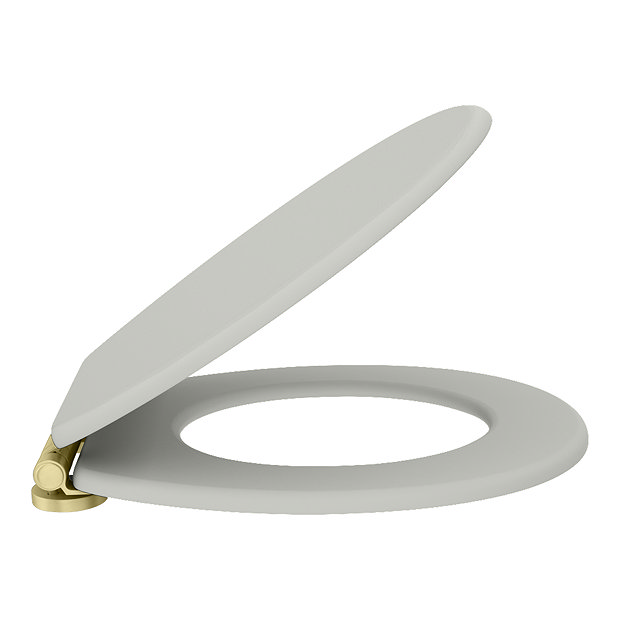 Chatsworth Grey Soft Close Toilet Seat with Brushed Brass Hinge Set