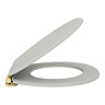 Chatsworth Grey Soft Close Toilet Seat with Brushed Brass Hinge Set
