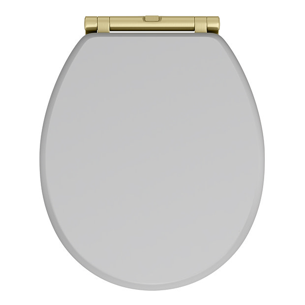 Chatsworth Grey Soft Close Toilet Seat with Brushed Brass Hinge Set