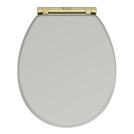 Chatsworth Grey Soft Close Toilet Seat with Brushed Brass Hinge Set