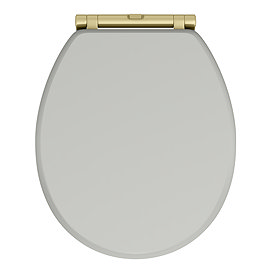 Chatsworth Grey Soft Close Toilet Seat with Brushed Brass Hinge Set