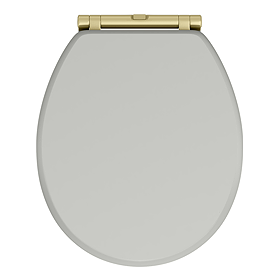 Chatsworth Grey Soft Close Toilet Seat with Brushed Brass Hinge Set