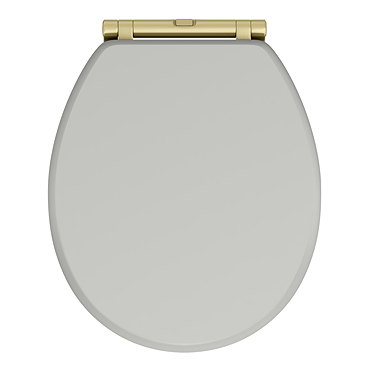 Chatsworth Grey Soft Close Toilet Seat with Brushed Brass Hinge Set