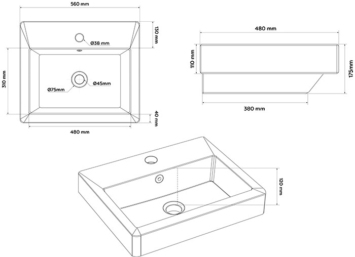 Chatsworth Grey Wall Hung 2 Drawer Vanity - 560mm with Brushed Brass Handles