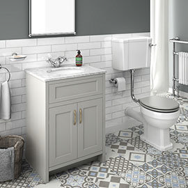 Chatsworth Grey White Marble 4-Piece Low Level Bathroom Suite Medium Image