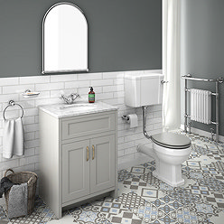 Chatsworth Grey White Marble 4-Piece Low Level Bathroom Suite Large Image