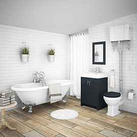 Chatsworth High Level Graphite Roll Top Bathroom Suite Medium Image