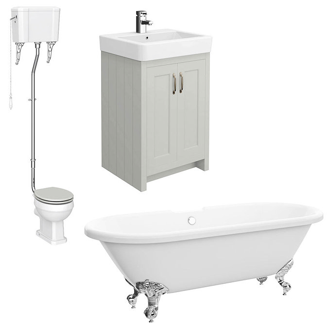 Chatsworth High Level Grey Roll Top Bathroom Suite  additional Large Image
