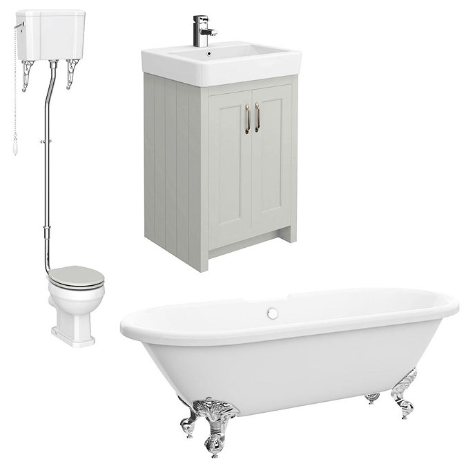 Chatsworth High Level Grey Roll Top Bathroom Suite additional Large Image