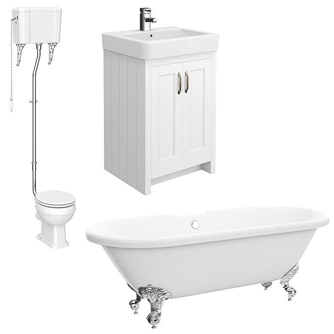 Chatsworth High Level White Roll Top Bathroom Suite  Profile Large Image