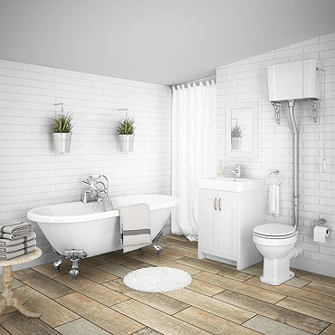 Chatsworth High Level White Roll Top Bathroom Suite  Profile Large Image