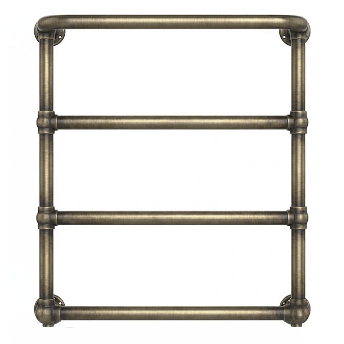 Chatsworth Maine Antique Brass Traditional Heated Towel Rail with Heating Element Connection