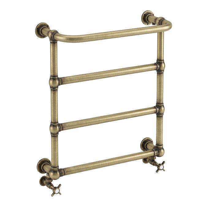 Chatsworth Maine Antique Brass Traditional Heated Towel Rail with Heating Element Connection