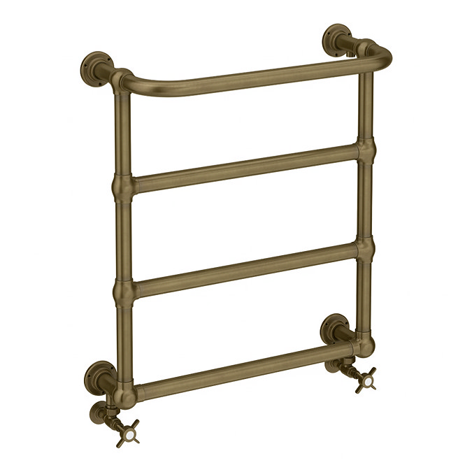 Chatsworth Maine Antique Brass Traditional Heated Towel Rail with Heating Element Connection