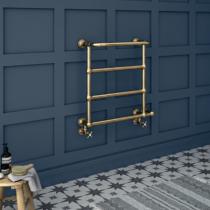 Chatsworth Maine Brushed Brass Traditional Heated Towel Rail with Heating Element Connection