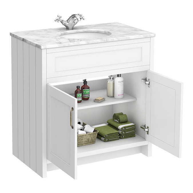 Chatsworth White Marble 810mm Traditional White Vanity Unit + Toilet Package additional Large Image