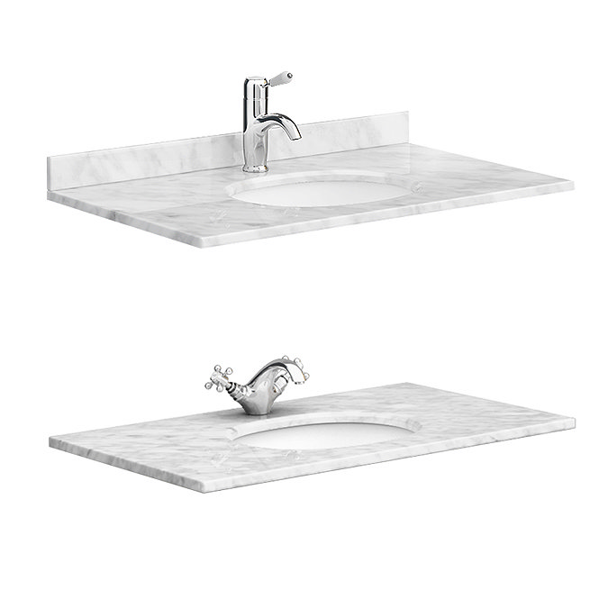 Chatsworth White Marble 810mm Traditional White Vanity Unit + Toilet Package Newest Large Image