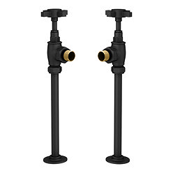 Chatsworth Matt Black Angled Art Deco Radiator Valves