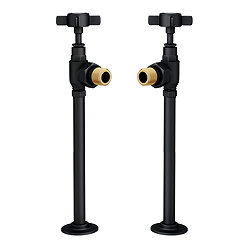 Chatsworth Traditional Angled Radiator Valves and Pipe Set - Matt Black