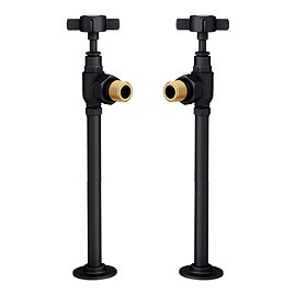 Chatsworth Traditional Angled Radiator Valves and Pipe Set - Matt Black