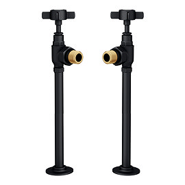 Chatsworth Traditional Angled Radiator Valves and Pipe Set - Matt Black