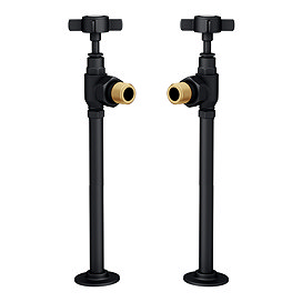 Chatsworth Traditional Angled Radiator Valves and Pipe Set - Matt Black