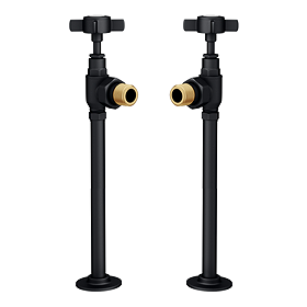 Chatsworth Traditional Angled Radiator Valves and Pipe Set - Matt Black